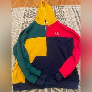 Urban outfitters 90’s vintage style colorblock USA hoodie sweatshirt size M